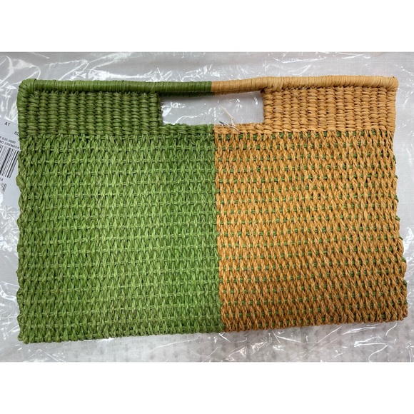 Anthropologie Colorblocked Straw Clutch - Green NWT - Picture 6 of 12
